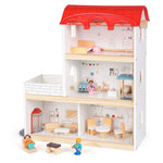 Wooden Dollhouse for Kids, Wood Doll Houses,Wood Playhouse, Three-Story Dollhouse with Furniture & Accessories, DIY Pretend Play Dream House with 3 Doll Figures, Gift for Toddlers & Young Girls