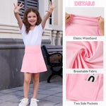 NARPLO Toddler Girls Skirts Skorts Built in Shorts Baby Summer Flowy Tennis Athletic Skirts Skorts for Girls with Pockets Pink