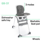 Ingenuity SmartClean Trio Elite 3-in-1 Convertible Baby High Chair, Toddler Chair, and Dining Booster Seat, For Ages 6 Months and Up, Unisex - Slate