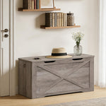 RALGEND Toy Chest, 31.5" Storage Chest with Metal Hinge and Pull Handles, Wooden Storage Bench, Toy Box for Living Room, Bedroom, Entrance, Greige