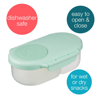 b.box Snack Box - Leakproof Mini Bento Box for Kids & Toddlers, 2 Compartment Snack Containers for Kids, Lunch Containers, Dishwasher Safe, BPA Free, PFAS Free, Ages 4m+, 1 3/4 Cup - Spearmint