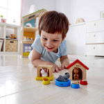 Hape Award Winning Wooden Dollhouse with Pet Set, Unique Accessories for Imaginative Play, 6 Family Figures - Adults 4.3" and Kids 3.5"