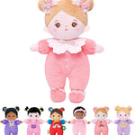 OUOZZZ Soft Baby Doll for Girls - My First Baby Doll Birthday Gifts for Girls Plush Rag Dolls Tulip Pink Dress Toy for Toddlers Kids Infants 10"