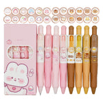 Maydahui 8 Pcs Cute Mini Bunny and Bear Pens Kawaii Rabbit Pen Retractable Short Small Pocket Size Changeable Images Black Ink for Purse Notebook Shcool Office