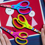 Kids Scissors 3 Pack - 5" Safety Blunt Tip With Comfort Handles, Floral Print Blades and Soft Grip - For School, DIY, Home, Classroom Use, Crafting and Cutting Paper
