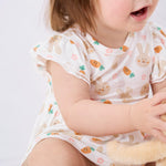 pureborn Baby Girls Viscose from Bamboo Bodysuit Dress Ruffle Sleeve Romper Twirl Skirt Playwear Dresses Rabbit 3-6M
