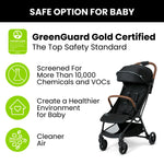 Jeep Altitude Compact Travel Stroller by Delta Children Greenguard Gold, Easy One Hand Fold, Lightweight, Extendable Canopy with Peek-a-Boo Window, Reclining Seat, 4 Wheel Suspension, Black