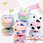 4 Pcs Cute Pencil Sharpener Cartoon Cow Pencil Sharpener Small Manual Pencil Sharpeners Kawaii PVC Sharpenesrs Stationery School Office Supplies (4Pcs Cow)