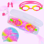 AuSletie Kids Swim Caps for Girls, Silicone Waterproof Swimming Cap for Kids, Durable Comfortable Swimming Caps for Girls