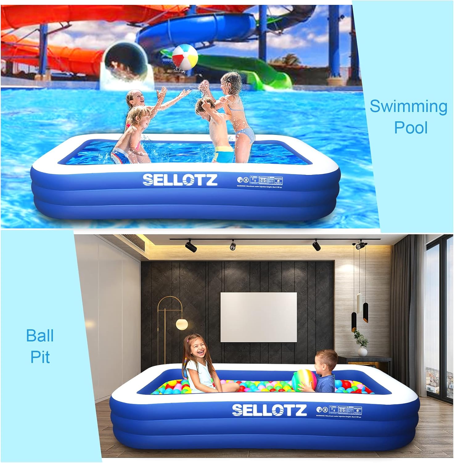 Inflatable Pool for Kids and Adults, 120" X 72" X 22" Oversized Thickened Family Swimming Pool for Toddlers, Outdoor, Garden, Backyard, Summer Water Party