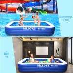 Inflatable Pool for Kids and Adults, 120" X 72" X 22" Oversized Thickened Family Swimming Pool for Toddlers, Outdoor, Garden, Backyard, Summer Water Party