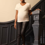 Motherhood Maternity Women's Essential Stretch Full Length Secret Fit Over The Belly Pregnancy Legging, Black Coated, X-Small