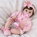 Aori Realistic Reborn Baby Dolls - 22 Inch Lifelike Baby Girl with Feeding Bottle & Pacifier, Weighted Cloth Body for True-to-Life Feel, Gift for Kids Ages 3+