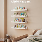 Nursery Book Shelves, 4-Pack White Floating Shelves for Wall Kids, Scalloped Shelves, Wall Book Shelves for Bedroom Kids, Toddler Room, Baby Room, Nursery Decor