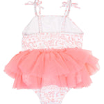 RuffleButts Girls UPF50+ Sun Protection Peplum Smocked Bodice/Tulle Skirted One Piece Swimsuit - by The Seaside, 5