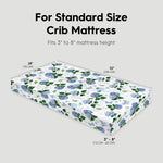 Horaldaily 2 Pack Fitted Crib Sheet for Boys Girls,Soft Breathable Washable Jersey Microfiber Baby Crib Sheet, Fits Standard Size Crib Mattress 28in x 52in, Floral Butterflies Nursery Sheet Blue/White
