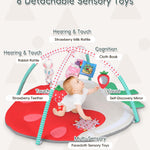 Heypappy Tummy Time Mat, 9-in-1 Strawberry Baby Play Gym Mat, Oversize Baby Play Activity Mat with Sunshade & 6 Detachable Sensory Toys, Washable Non-Slip Mat for Newborn Infant Baby Essentials Gift