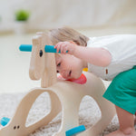PlanToys® Classic Wooden Palomino Rocking Horse for Toddlers | Eco-Friendly Montessori Ride-On Toy for Balance, Strength & Coordination | Sustainable Rubberwood Construction