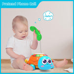 Hanayo Baby Crawling Toys Infant Musical Turtle Crawling Toys with Light, Play Phone,Tummy Time Toys 0-3 3-6 6-12 12-18 Months Birthday Gift Toys for 1 Year Old Boy Girl Toddler Toys Age 1-2