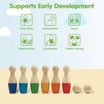 PlanToys® Bowling Set Wooden Montessori Gross Motor and Coordination Toy | Movement, Concentration and Early Math Learning Activity | Eco Friendly Indoor and Outdoor Bowling Game