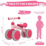 Baby Balance Bike Toys for 12-36 Months Boys Grils Baby Bike Kids Toy Toddler Bike No Pedal Best First Birthday Gifts Children Walker Infant 4 Wheels Bicycle Tarining Bike (Pink)