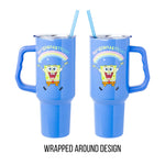 Silver Buffalo Spongebob Squarepants Rainbow Imagination Stainless Steel Tumbler with Handle and Straw, Fits in Standard Cup Holder, 40 Ounces