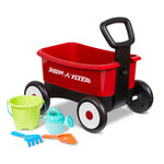 Radio Flyer My 1st Wagon 2-in-1 Walker & Pull Wagon with Beach and Garden Tools for Toddlers Ages 1-4, Red Amazon Exclusive