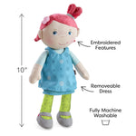 HABA Snug Up Philine - 10" Soft Doll with Embroidered Face, Pink Pigtail and Removable Blue Dress - Machine Washable - Perfect First Doll and Stuffed Cuddle Companion for 18 Months and Up
