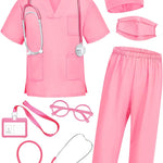 ICECUTE Doctor Costume for Kids Scrubs with Accessories,7Pcs Toddler Halloween Costume for Boy Girls,3-11 Years