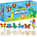JOYIN 12 pcs Wooden Magnets, Spring Arts & Crafts for Boys and Girls, Children Painting Craft Activities Kit, Craft Toys Gifts for Birthday Easter