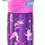 YOLAY 15oz Kids Water Bottle For School Boys and Girls, Durable Toddler Water Bottle with Straw Lid Leak-Proof, Spill Proof, Easy Clean and Dishwasher Safe with Re-Usable and BPA Free - Mermaid