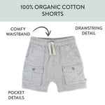 HonestBaby 2-Pack Cargo Shorts 100% Organic Cotton for Infant Baby and Toddler, Boys, Girls, Dusty Brown, 3-6 Months