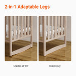 MAMAZING EvoNook 6-in-1 Convertible Mini Crib, 100% New Zealand Wood, Portable Mini Cribs with Wheels for Small Spaces, GREENGUARD Gold Certified, Washed Natural