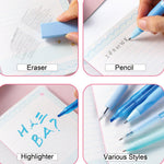 MOZXIRZ 8 Pcs Cute Purple Stationery Set for Girls Boys Women Back to School Supplies Office Supplies Kawaii Candy Colors Stationery Gift Including Pen Pencil Highlighter Eraser (Purple)