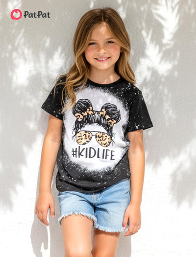 PATPAT Girls Shirts Size 7-8 Black Kid Life Graphic Tees, Kid Life Shirts for Little Girls, Crew Neck Short Sleeve Black Tops Trendy Clothes Going Out Outfit Preppy Tops