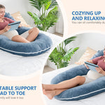INSEN Pregnancy Pillows, Multi-use Maternity Pillows for Sleeping and Nursing, Sit up Pillow for Adults (Blue)