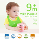 Baby Kids Toddler Sippy Cup Mug for Milk, Coffee, Stainless Steel Trainer Straw Cup with Lid, Fox, 7oz/Pink