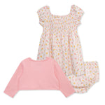 Little Me Clothes for Baby Girls' Floral Embroidery Play Sets with Headband, Blue Floral, 18 Months