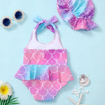 0-3 Months Baby Girl Swimsuit One Piece Bathing Suit Baby Girl Little Mermaid Swimwear Summer Cute Bikini Set Newborn Baby Girl Halter Bathing Suit