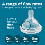Philips AVENT Anti-Colic Baby Bottle Flow 4 Nipple, 4pk, SCY764/04