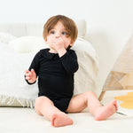 pureborn Baby Boys Girls Bodysuit Halloween Long Sleeve Peter-pan Collar Cotton Romper Spring Fall Bodysuit Black 3-6 Months