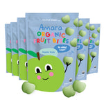 Amara Organic Fruit Bites packaging with a cartoon apple on a white background