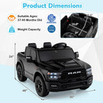 Costzon 2 Seater 24V Ride on Toy for Big Kids, Licensed 2025 Ram 2500 Rebel Electric Vehicles, Ride on Car Pickup Truck w/Remote, Storage, 2 x 100W Motors, Lights, Music & 4-Wheel Suspension (Black)