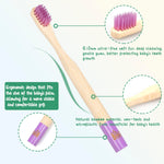 Tooth HaHa Kids Bamboo Toothbrushes, BPA-Free Soft Bristles, Eco-Friendly Natural Wooden Toddler Toothbrush, 6-Pack Travel Toothbrushes Set for Children