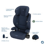Maxi-Cosi RodiSport Kids Booster Car Seat, High-Back, Backless Booster, 7-Position Headrest, Easy Latch System, Reclining Chair, Belt Guide, Fits 40-100 lbs, 43.4-57 in, Seafaring