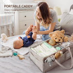 GEMII Diaper Caddy Organizer-Large Baby Caddy Organizer with Handle，Newborn Registry Essentials，Baby Shower Gift Basket for Boy or Girl(Oatmeal, Large)
