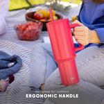 Simple Modern 40 oz Trek Tumbler with Handle and Straw Lid | Cup Holder Friendly Insulated Stainless Steel Travel Mug | Almond Birch