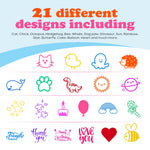 MeCids Stamps for Kids, 21Pcs Wooden Stamp Set - Animal Stamps Star Rainbow Cute Pattern Stamp for Kids Birthday Gift Party Favor Carnival Prizes, Kid Art Projects