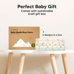 5-Pack Muslin Burp Cloths Baby Boy, Girl - Very Absorbent Baby Burp Cloth Rags, 8-Layers Viscose Derived from Bamboo Cotton Muslin Towel, Super Soft Spit Up Rags, No Shrink Washcloths (Roarsome)