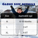 YKYUASD Toddler Winter Mittens Fleece Lined Gloves Waterproof Unisex Easy-on Warm Gloves for Snow Outdoor Boy Girl Kids (Black, 6-18M（No thumb）)
